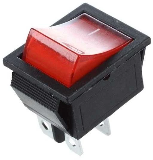 Oem KCD7 raktinis jungiklis - raudonas - ON/OFF jungiklis - 220V - 4 PIN