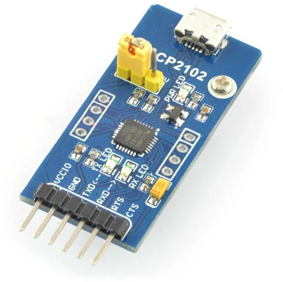USB-UART CP2102 modulis su microUSB ir konfigūravimo trumpikliu