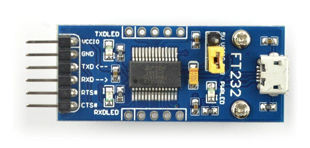 USB-UART keitiklio modulis su FT232RL lustu ir microUSB