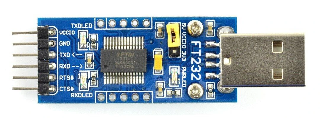 Waveshare FT232RL USB-UART keitiklis su jungiamaisiais kaiščiais