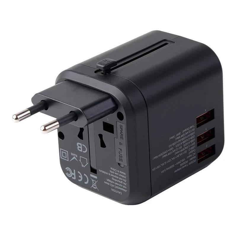 Kelioninis sieninis įkroviklis Choetech PD5008, 3xUSB-A, 1xUSB-C, GaN, 30W (juodas)