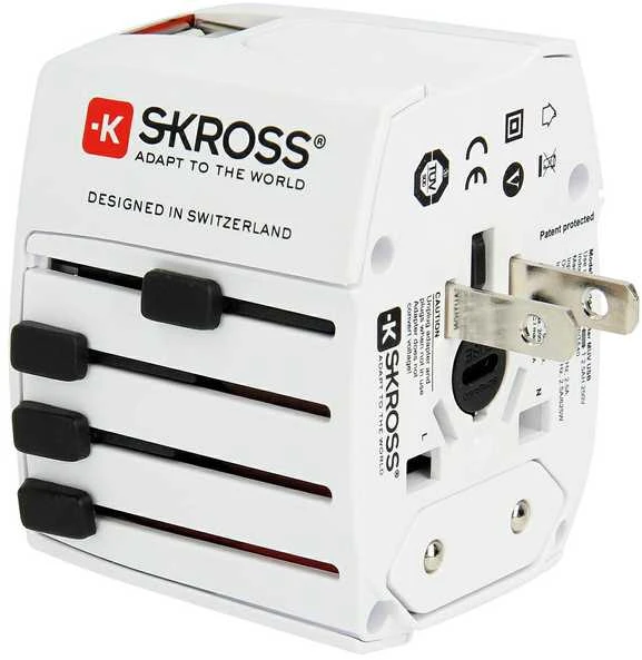 Kelioninis tinklo adapteris 230V 2.5A, 2x USB MUV kištukai AU/CN/UK/US/IT - lizdai EU/AU/UK/US (be įžeminimo) SKROSS