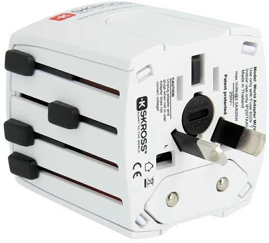 Kelioninis tinklo adapteris 230V 2.5A MUV micro kištukai AU/CN/UK/US/IT - lizdas EU (be įžeminimo) SKROSS