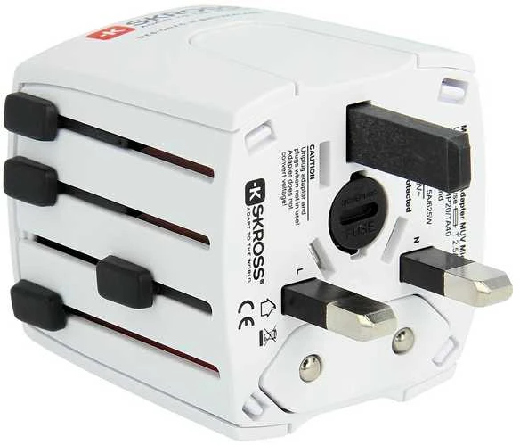 Kelioninis tinklo adapteris 230V 2.5A MUV micro kištukai AU/CN/UK/US/IT - lizdas EU (be įžeminimo) SKROSS