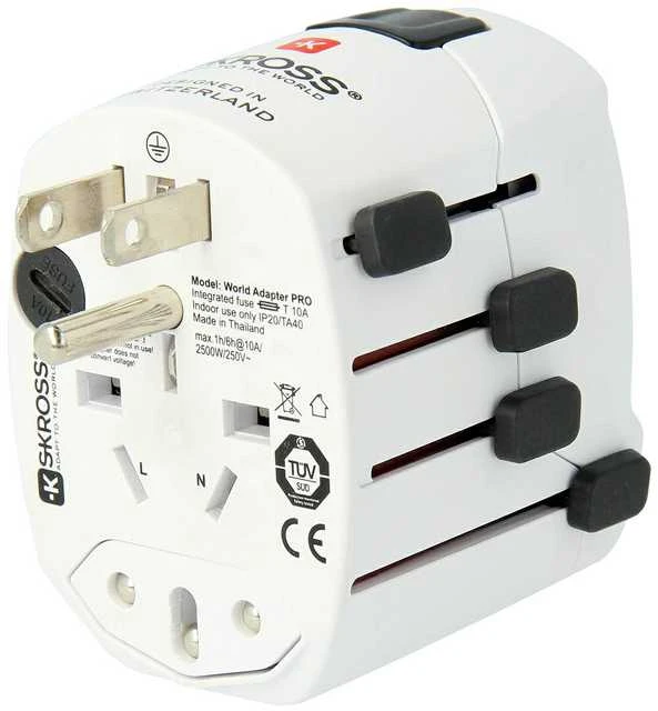 Kelioninis tinklo adapteris 230V 7A PRO kištukai AU/CN/UK/US/IT - lizdas EU SKROSS