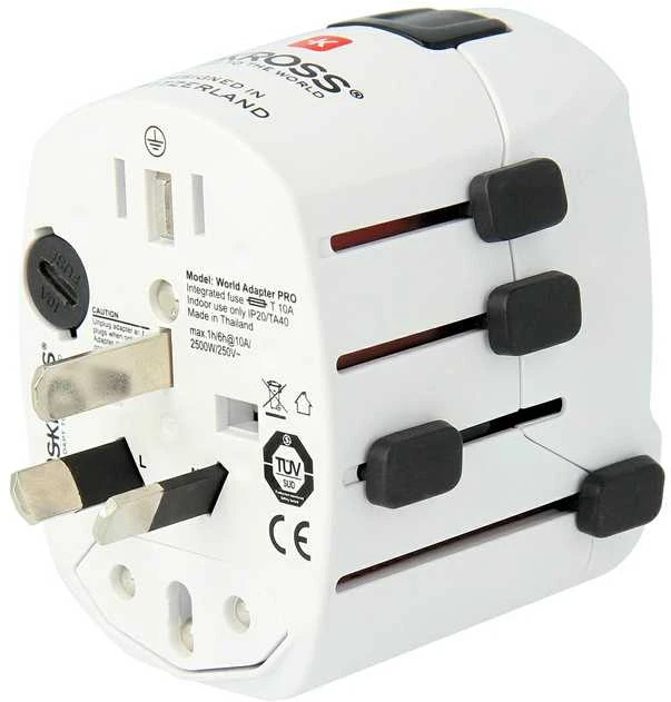 Kelioninis tinklo adapteris 230V 7A PRO kištukai AU/CN/UK/US/IT - lizdas EU SKROSS