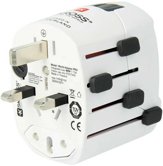 Kelioninis tinklo adapteris 230V 7A PRO kištukai AU/CN/UK/US/IT - lizdas EU SKROSS