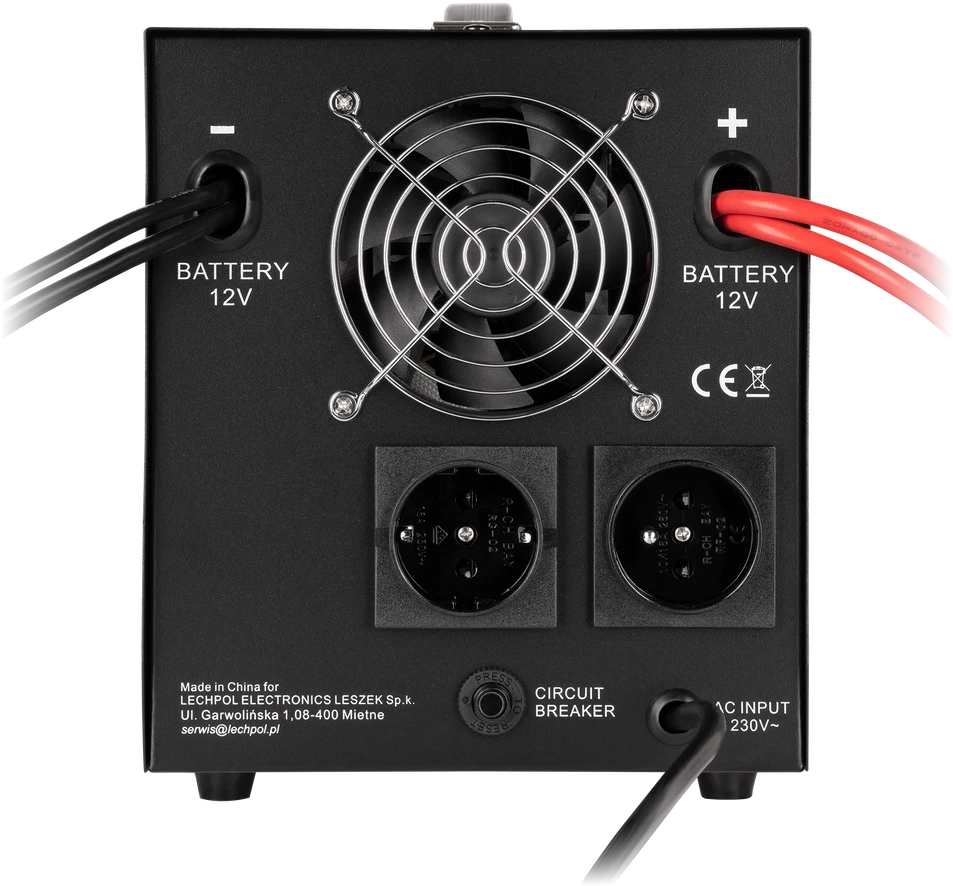 KEMOT PROsinus-2000 avarinis maitinimo šaltinis, grynos sinusinės bangos keitiklis su įkrovimo funkcija 12V 230V 2000VA/1200W