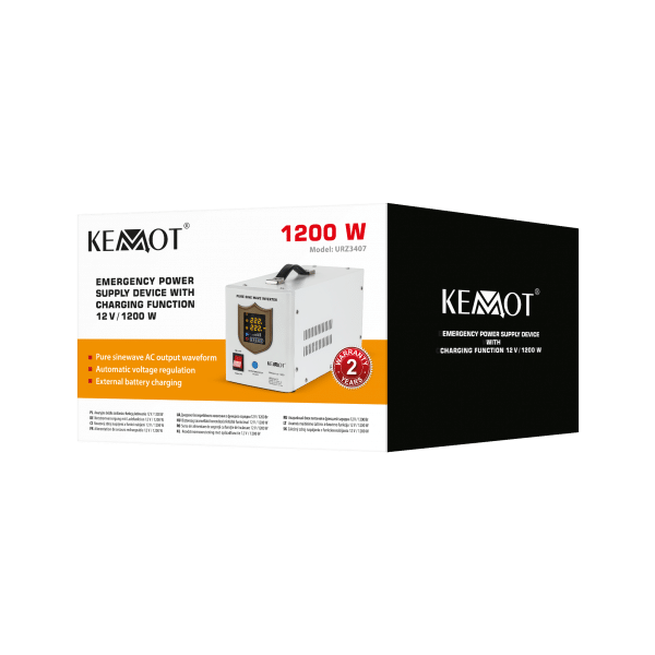 KEMOT PROsinus-2000 nepertraukiamo maitinimo šaltinis su pilna sinusoidė ir įkrovimo funkcija 12V 230V 2000VA 1200W