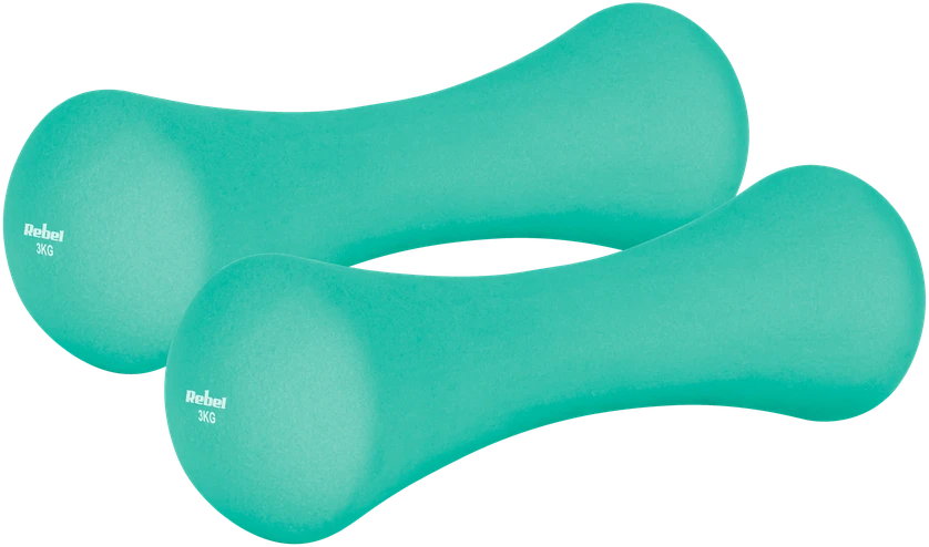 Ketaus neopreno hanteliai 2x3kg, REBEL ACTIVE