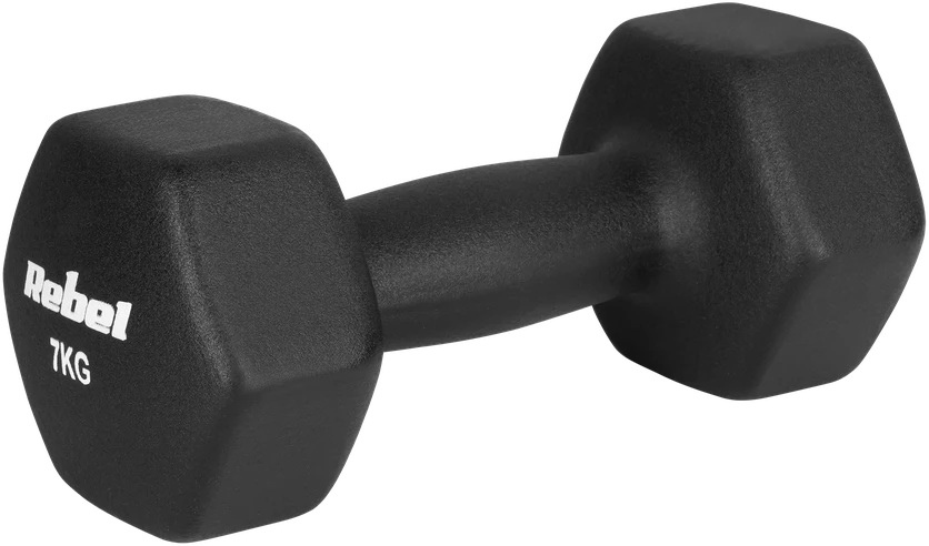 Hantelki HEX 2x7kg neopreno ketaus hanteliai, REBEL ACTIVE