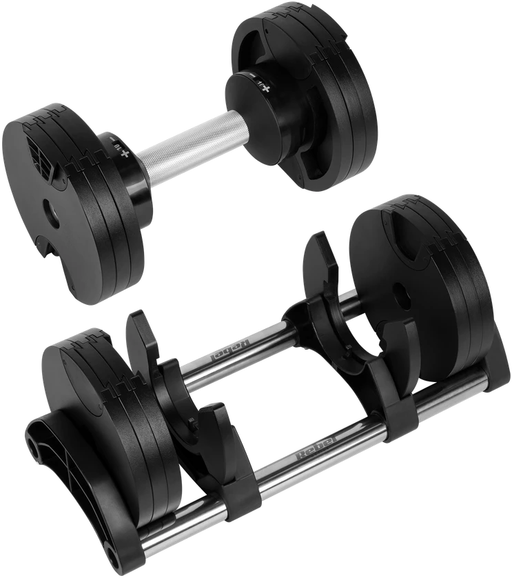 Ketaus reguliuojamo svorio automatinis hantelis 24 kg, 2kg žingsniai, REBEL ACTIVE