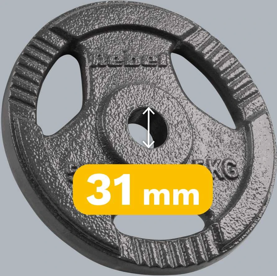 Ketaus svarelių rinkinys 4x5kg, skylė 31mm, plokštė su rankenomis, REBEL ACTIVE