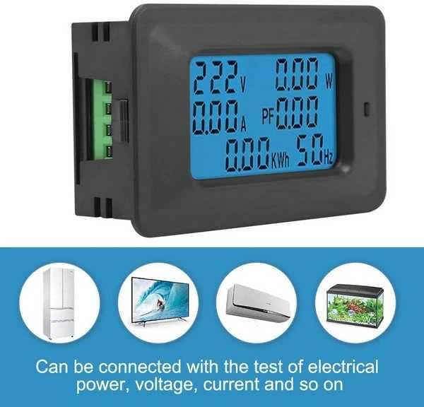 P06S-20 kintamosios srovės matuoklis su mėlynu LCD ekranu