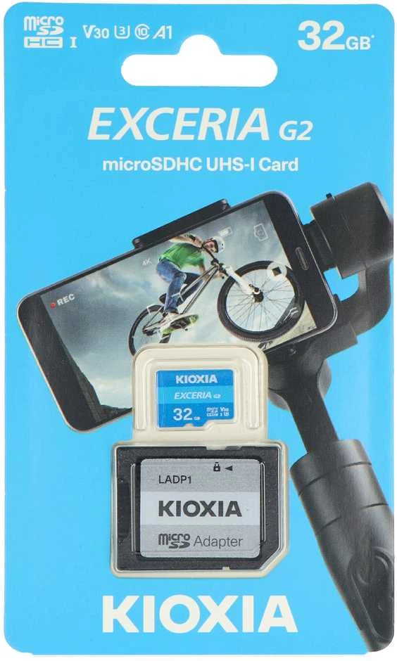 Kioxia Exceria G2 Micro SD atminties kortelė 32GB 100MB/s UHS-I klasės U3 V30 su
