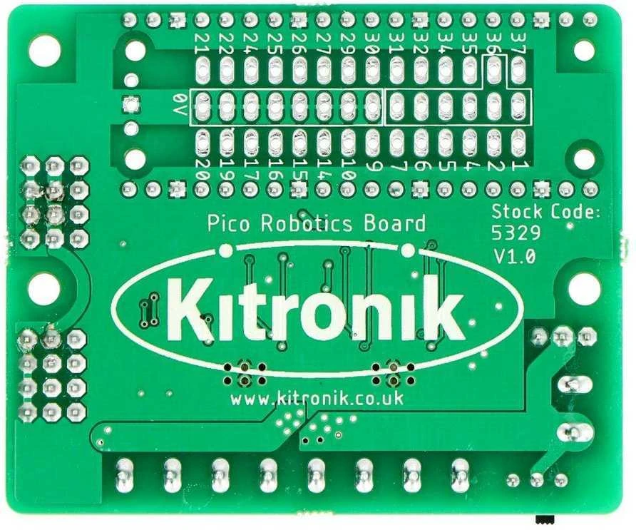 Kitronik Robotics Board - valdiklis 4 varikliams ir 8 servo - 3-10.8V - Raspberry Pi Pico - Kitronik 5329