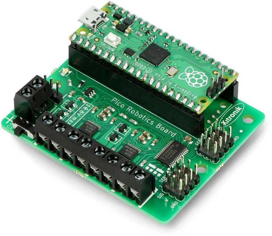Kitronik Robotics Board - valdiklis 4 varikliams ir 8 servo - 3-10.8V - Raspberry Pi Pico - Kitronik 5329