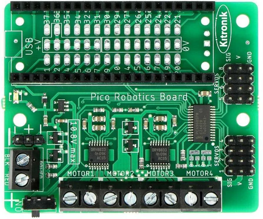 Kitronik Robotics Board – žalia elektroninė valdymo plokštė