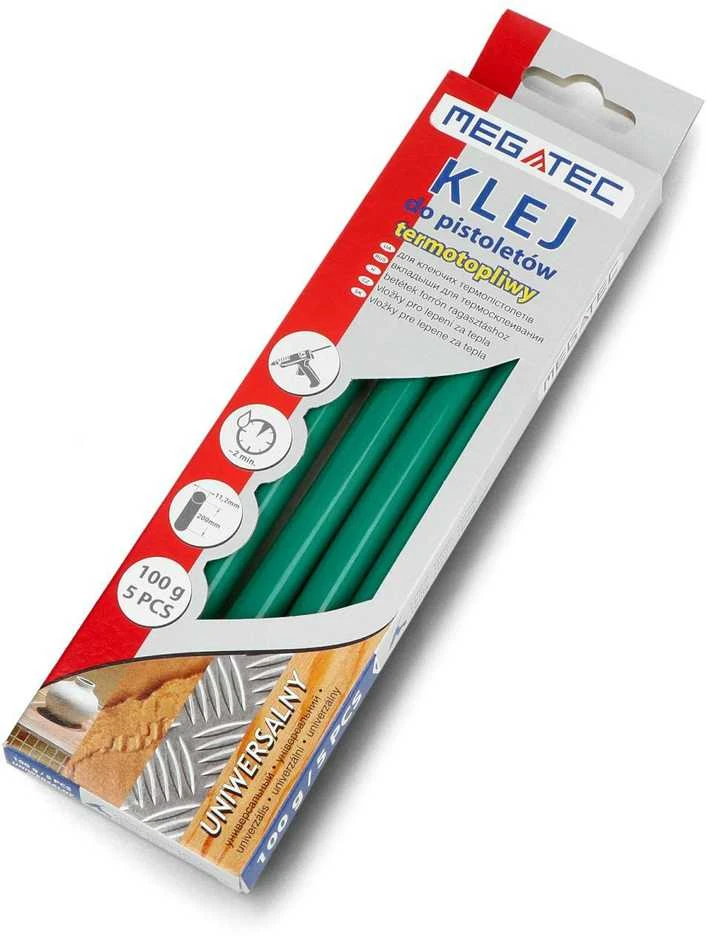 Karštų klijų lazdelės 11.2/200mm Megatec - žalios - 5 vnt