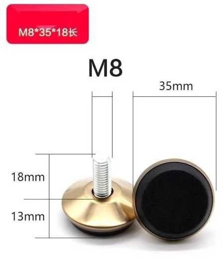 Oem Koja su jungtimi 35x18mm aukso spalvos - baldų kojelė M8 - reguliuojama koja baldams