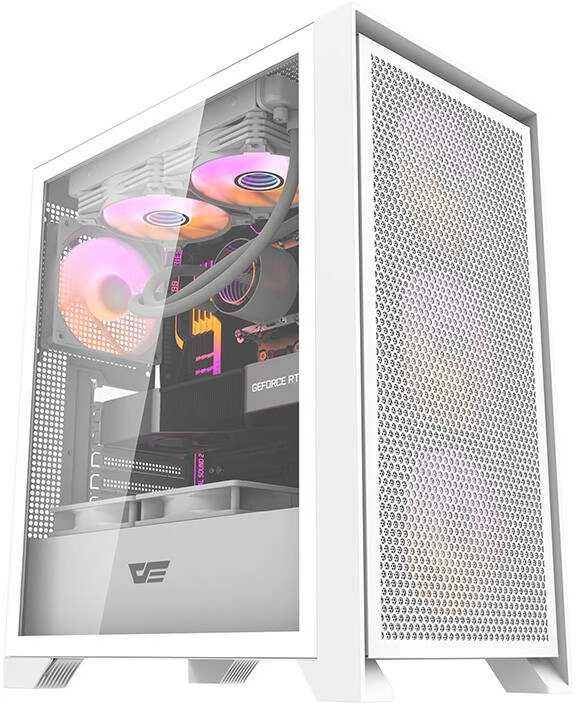 Kompiuterio dėklas Darkflash DRX70 MESH + 4 RGB ventiliatoriai (balti)