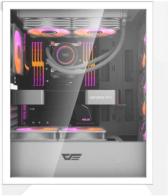 Kompiuterio dėklas Darkflash DRX70 MESH + 4 RGB ventiliatoriai (balti)