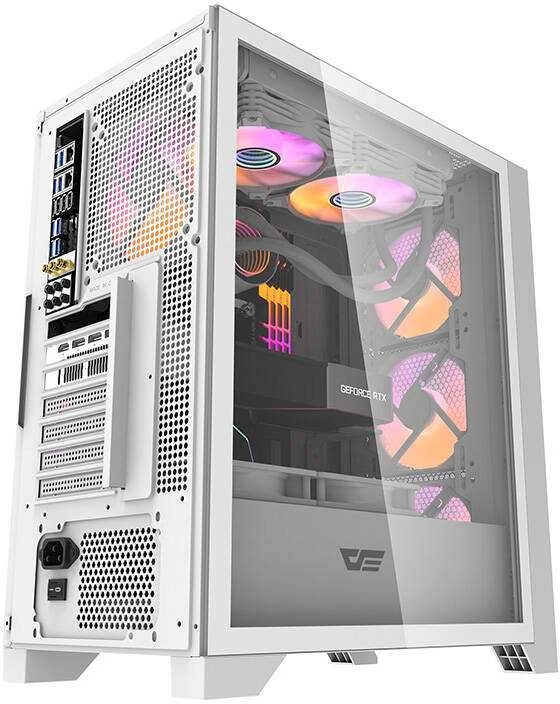 Kompiuterio dėklas Darkflash DRX70 MESH + 4 RGB ventiliatoriai (balti)