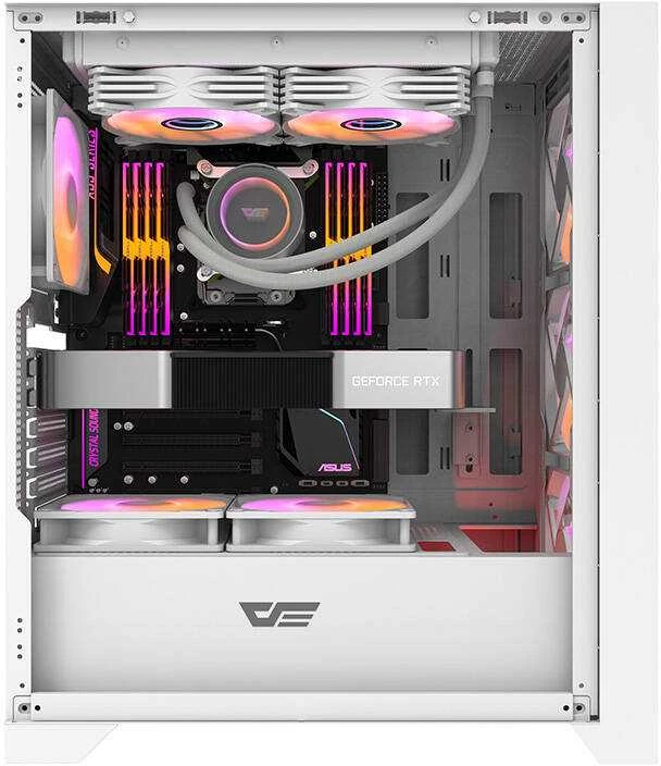 Kompiuterio dėklas Darkflash DRX70 MESH + 4 RGB ventiliatoriai (balti)
