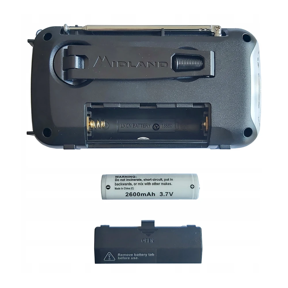 ALAN Midland ER100 avarinis radijas su 2600 mAh baterija