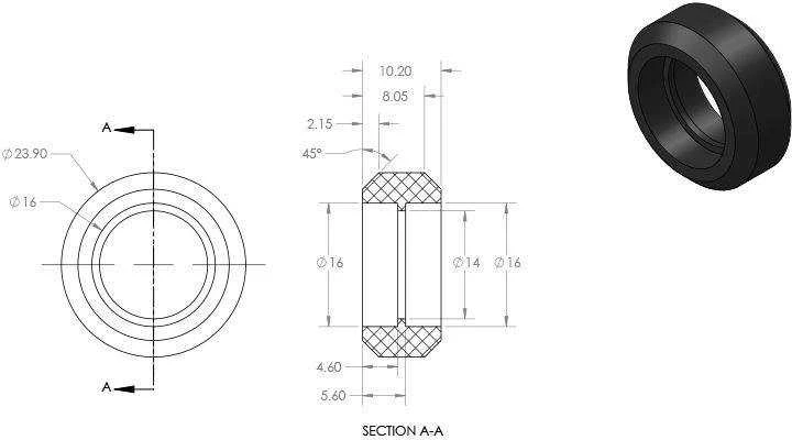 Oem Kreipiantis ratas, ašis 5mm - 24x11mm - volelis su rutuliniais guoliais 625ZZ - skirtas 3D spausdintuvams