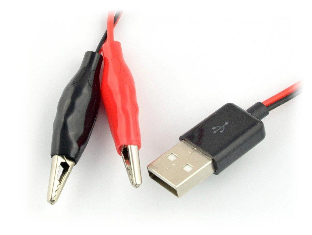 Krokodilo žnyplės su USB laidu