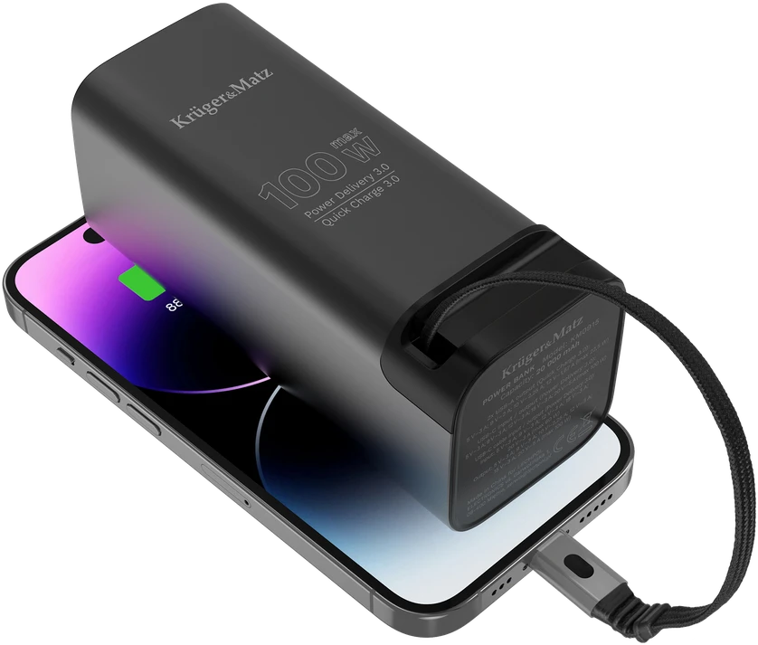 Kruger & Matz PowerBank KrugerMatz 20000 mAh ličio jonų išorinė baterija su QC ir PD funkcijomis