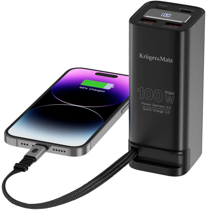 Kruger & Matz PowerBank KrugerMatz 20000 mAh ličio jonų išorinė baterija su QC ir PD funkcijomis