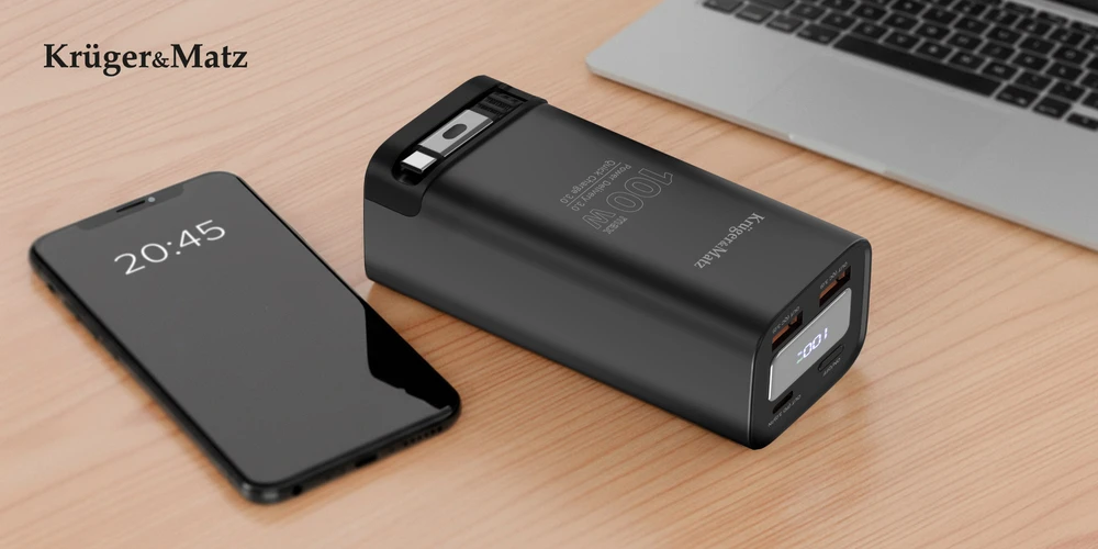 Kruger & Matz PowerBank KrugerMatz 20000 mAh ličio jonų išorinė baterija su QC ir PD funkcijomis