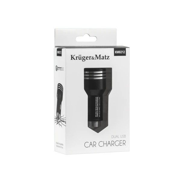 Kruger & Matz 2xUSB 4800mA automobilinis įkroviklis su Quick Charge 3.0 funkcija