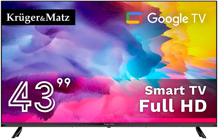Kruger & Matz Televizorius „KrugerMatz“ 43 colių FHD „Google“ televizorius, DVB-T2/S2/T/C H.265 HEVC