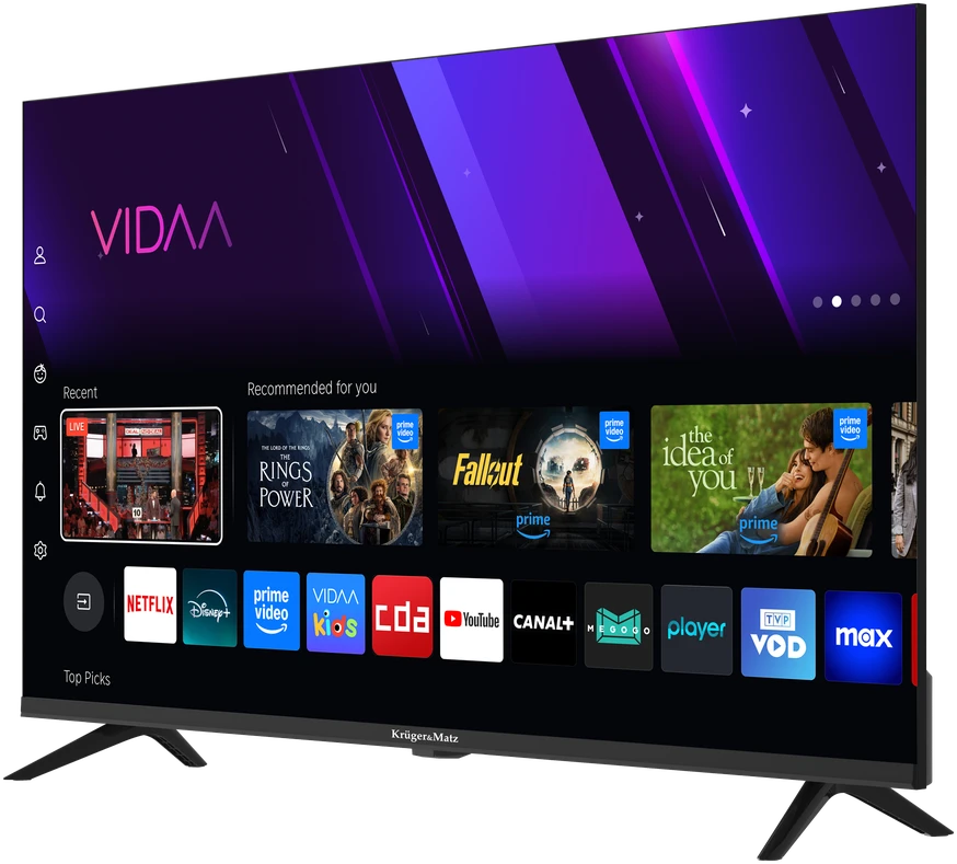 Kruger & Matz 43 colių FHD išmanusis DVB-T2/S2 H.265 Hevc televizorius