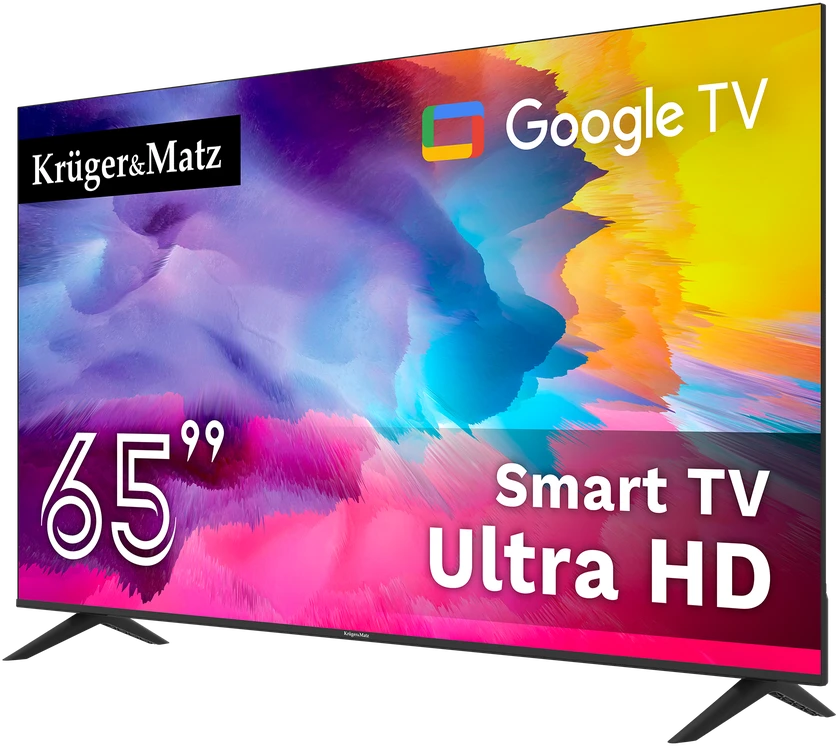 Kruger & Matz Televizorius „KrugerMatz“ 65 colių UHD „Google TV 5.0“ DVB-T2/T/C H.265 HEVC televizorius