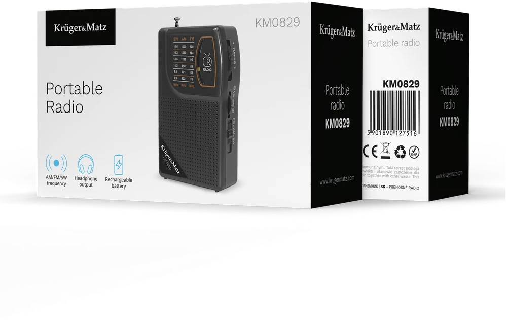 Kruger & Matz Radio KrugerMatz analoginis nešiojamas radijo imtuvas, modelis KM0829