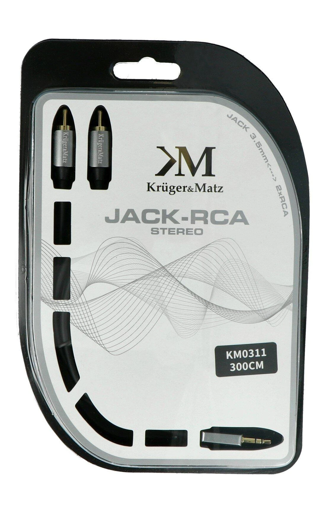 Kruger & Matz AUX 3.5mm - 2x RCA 3m Juodas