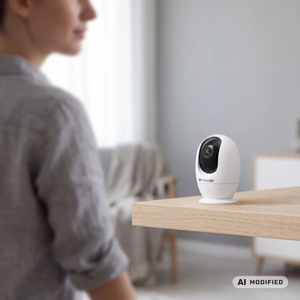 Kruger & Matz Connect C170 Tuya Smart Life WiFi Nanny kamera, besisukanti PTZ, garsas, temperatūra, drėgmė.
