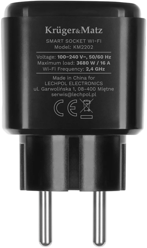 Kruger & Matz Connect P4 Juodas Tuya WiFi lizdas