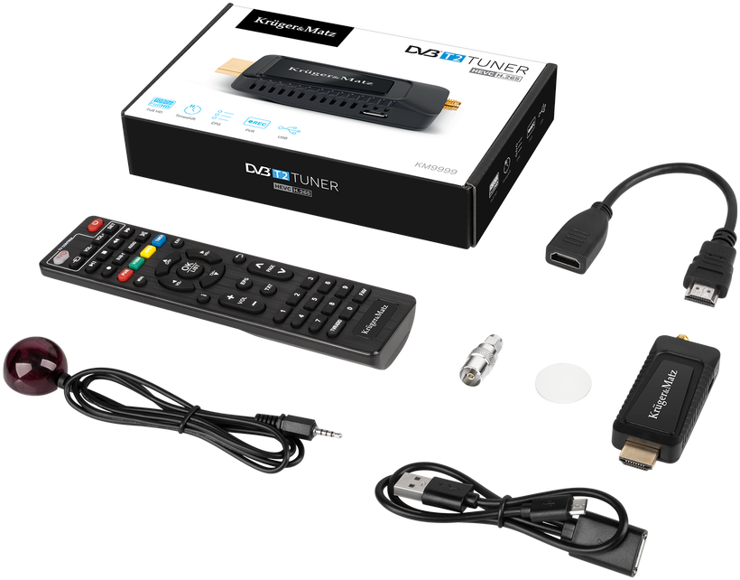 Kruger & Matz DVB-T2 HEVC H.265 mini imtuvas per HDMI