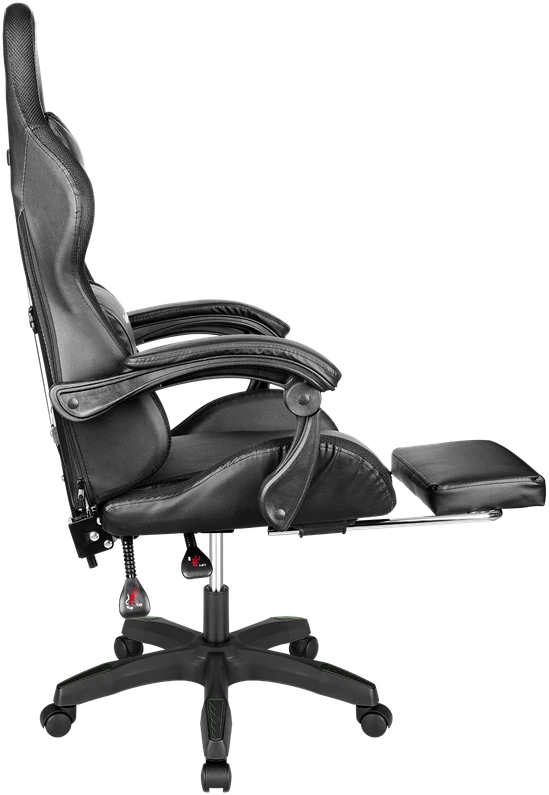 Kruger & Matz GX-150 žaidimų kėdė, juoda, LED, 7 taškų masažas