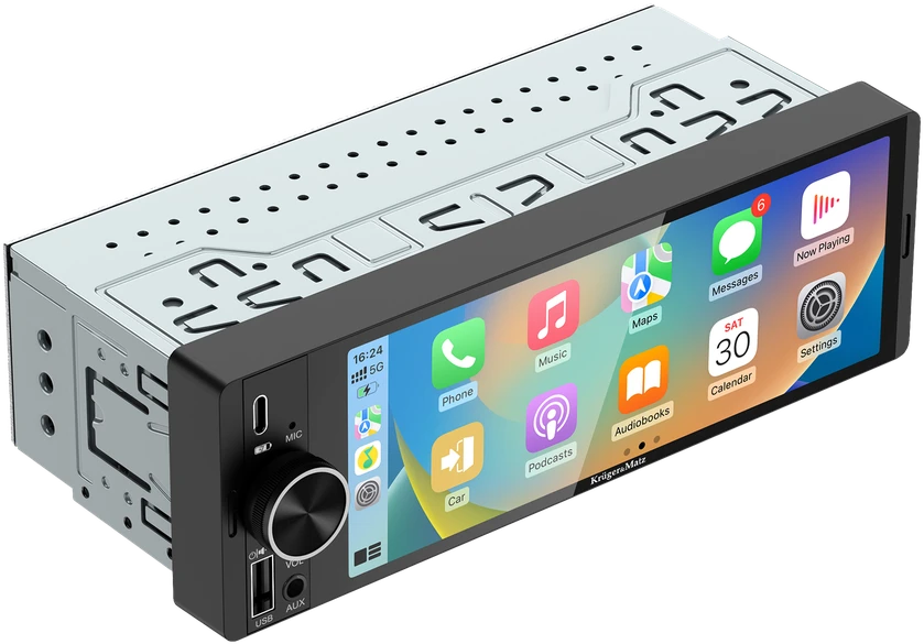 Automagnetola Kruger & Matz KM2016 1DIN CarPlay/AndroidAuto automobilio radijas