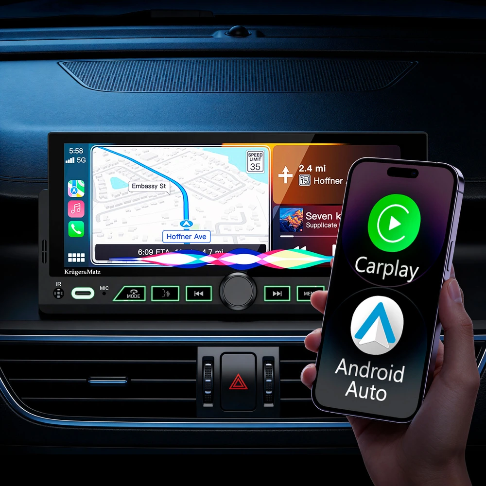 Kruger & Matz KM2017 CarPlay / AndroidAuto automobilio radijas