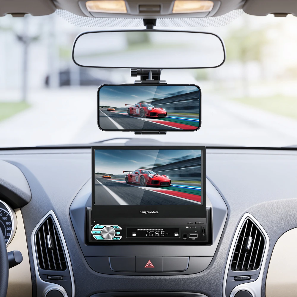 Kruger & Matz KM2018 automobilio radijas su ištraukiamu 7 colių ekranu CarPlay / AndroidAuto
