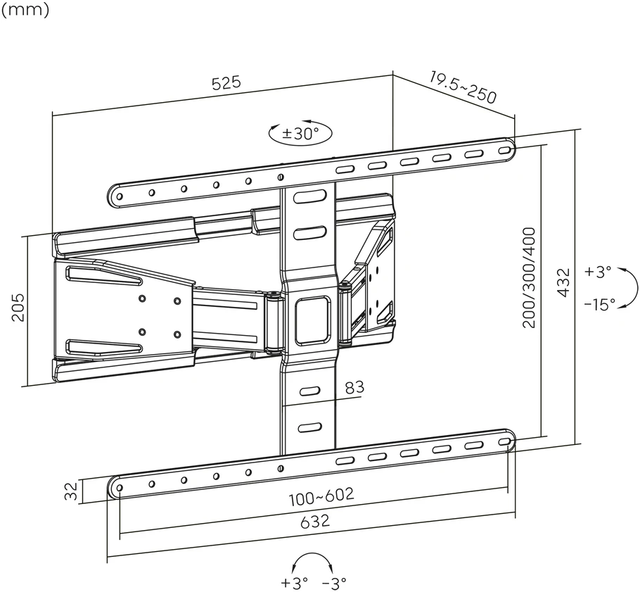 Kruger & Matz Ultra Slim universalus sieninis laikiklis 43"-90" vertikaliai ir horizontaliai reguliuojamas