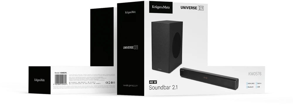 Namų kino sistema Kruger & Matz Soundbar „KrugerMatz Universe 2.1“ garso juosta
