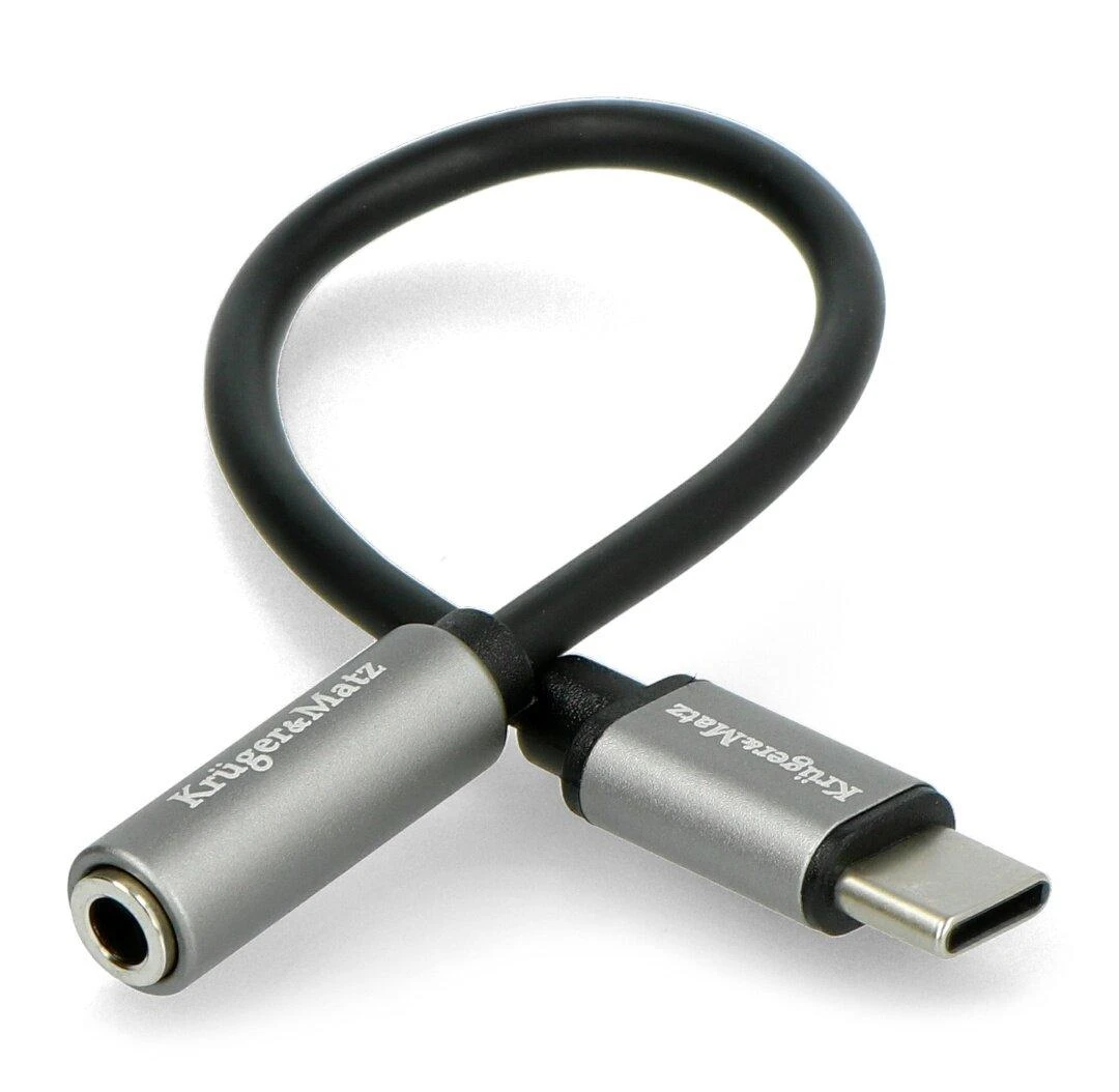 USB-C į 3.5 mm AUX adapteris su pilko metalo korpusu